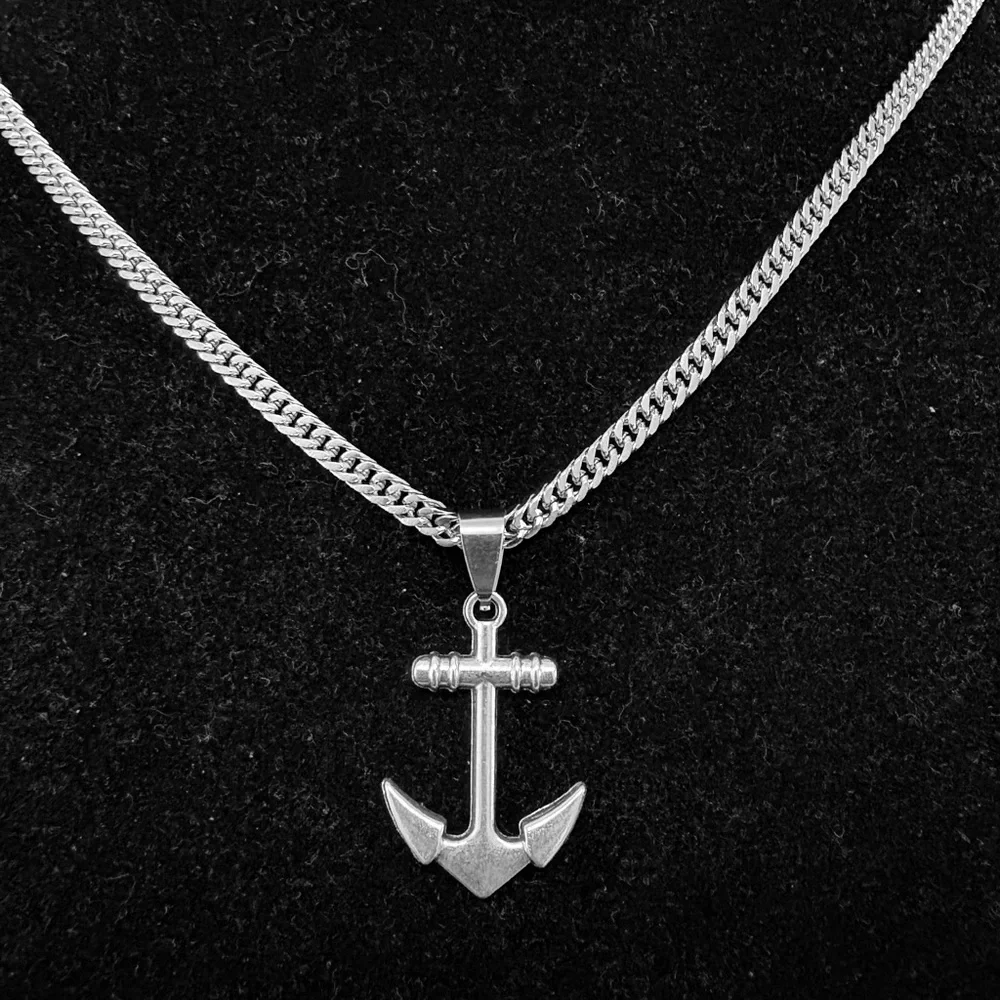 Silver Anchor Pendant Necklace